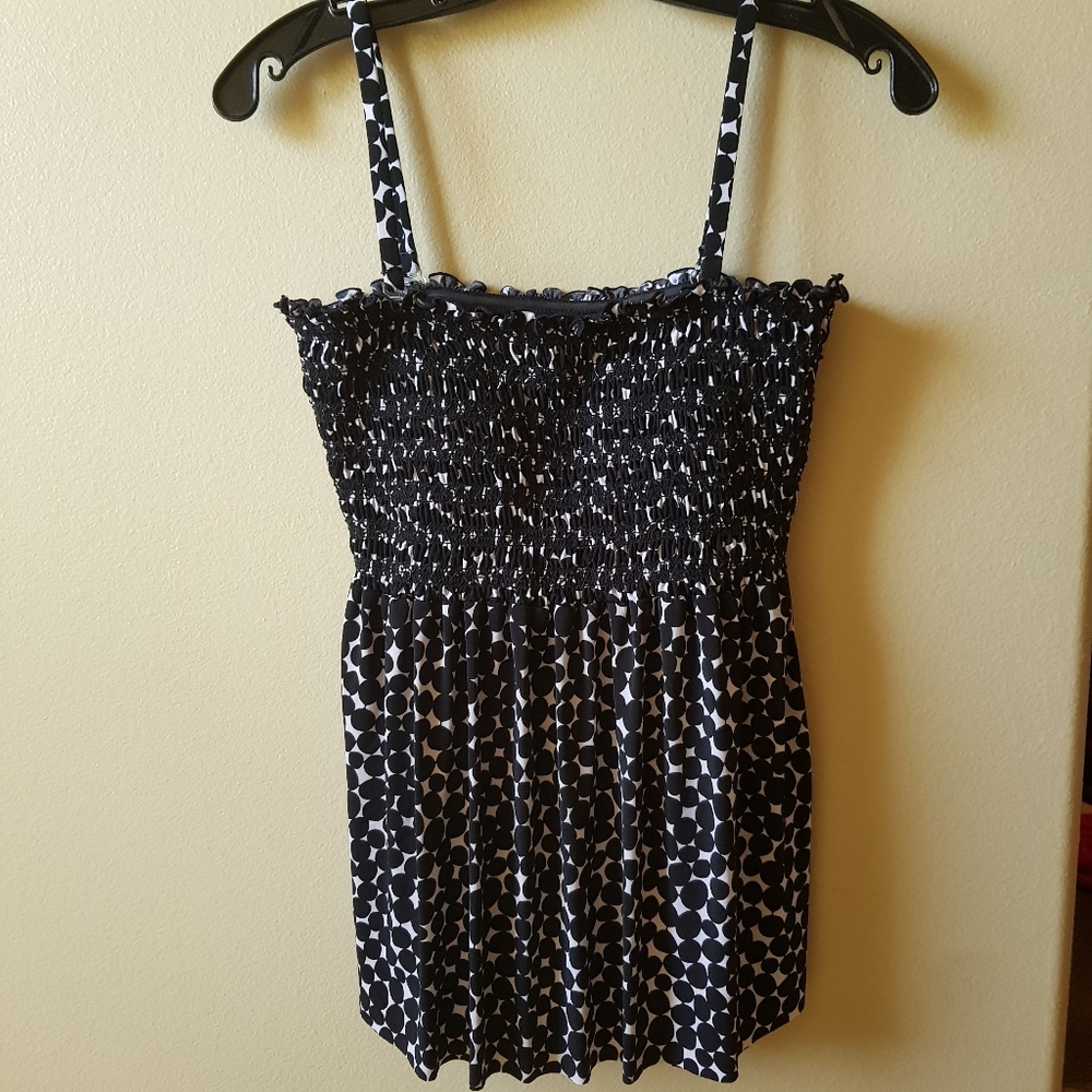 SOLD Aqua Green Swim Tankini Top Shirred Smocked Removable Strap Baby Doll M
